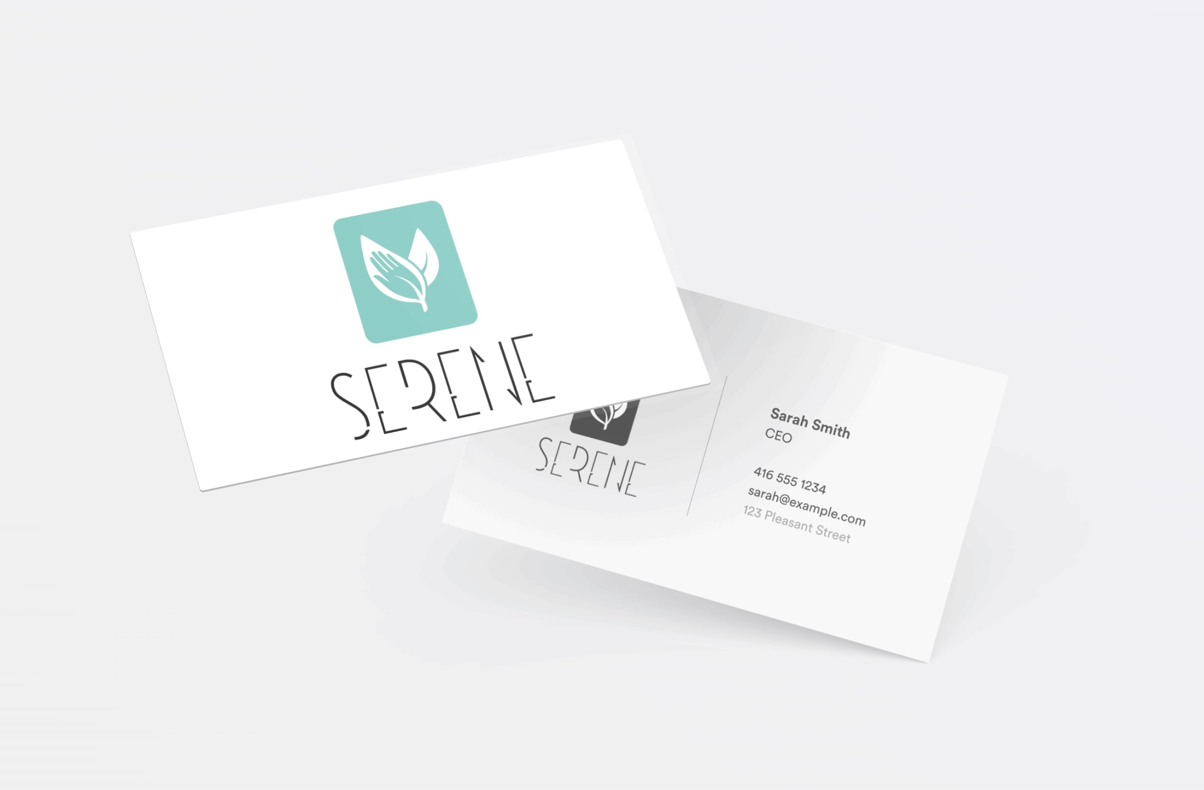 Business cards with the generated logo by looka.com